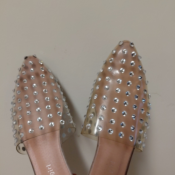 Madden Girl Clear Embellished Pointy Toe Flat Mules Size 6.5 - Picture 2 of 12